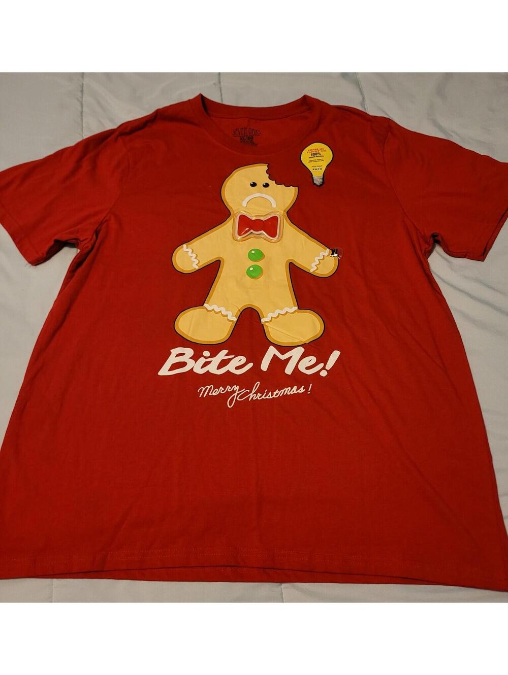B-24 New Seven Oaks Size XL Light Up Ginger Man Cookie Shirt